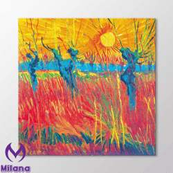 Pollard Willows at Sunset by Vincent Van Gogh Canvas Wall Art, Van Gogh Prints, Fine Art Paintings Ready to Hang