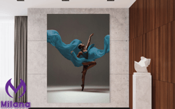 african american blue dress woman dancer, black ballerina art print, canvas wall art canvas design, home decor ready to