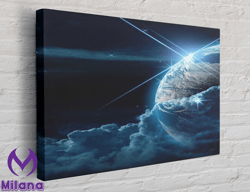 Blue Earth On Outer Space Canvas, Canvas Wall Art Canvas Design, Home Decor Ready To Hang