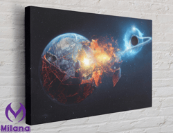 Earth Explosion and Black Hole Canvas, Canvas Wall Art Canvas Design, Home Decor Ready To Hang