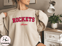 Houston Rockets Sweatshirt Women NBA Houston Sweater Men Rocket Crewneck Women NBA Playoff Gamday Shirt Rocket Fan Holid