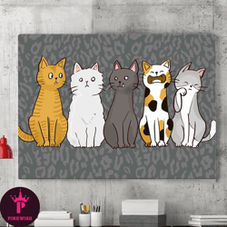 Abstract Cat Canvas Wall Art Painting, Animal Wall Decor, Personalized Canvas Gifts, Canvas Prints, Wall Decor, Home Dec
