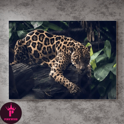 Hunt The Jaguar Poster,Wild Animal Art Print,Exotic Animal Decor,Discover The Power Of The Wild,Safari Home Decor,Powerf