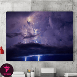 Lightning Sky Storm Canvas Wall Art Painting, Canvas Wall Decoration, Lightning Painting,Nature Poster,Living Room Wall