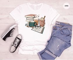 book shirt, coffee tshirt, librarian shirt, coffee graphic tees, reading shirt, book and coffee tshirt, cute shirt, gift