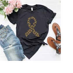 childhood ribbon tshirt,gold ribbon tee,childhood cancer awareness shirt,cancer support shirt,in september we wear gold