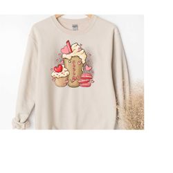Valentine Coffee Sweatshirt, Love Macaron Sweatshirt, Womens Valentines Day Sweater, Lovery Sweatshirt, Valentines Day H