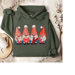 gnome valentines hoodie, gnome heart hoodie, happy valentine's day hoodie, scandinavian gnome hoodie, love wins hoodie,
