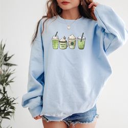 matcha sweatshirt, tea sweatshirt for women, matcha latte shirt, tea lover sweatshirt, tea lover gift, iced tea, green t