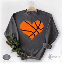 love basketball sweatshirt, basketball sweatshirt, basketball heart sweater, sports basketball sweater, basketball mom,m