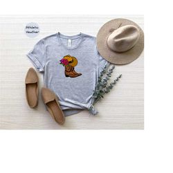floral cowboy boots and hat shirt, floral cowgirl hat, colorful cowboy hat shirt, country woman t-shirt, yeehaw hellnaw