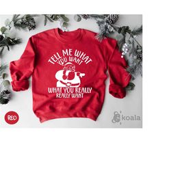tell me what you want what you really really want sweatshirt, santa claus sweatshirt, santa gift sweater,christmas dad s