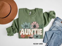 Auntie Flower Sweatshirt, Floral Cottagecore Auntie Crewneck, Gift for New Aunt, New Baby Gift for Sister, Pregnancy Ann