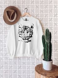 tiger face graphic sweatshirt  tiger crew neck  vintage tiger sweatshirt  trendy tiger sweatshirt  graphic sweatshirt  a