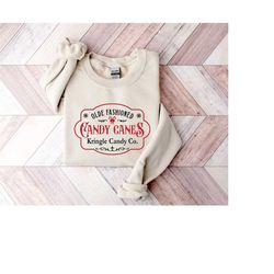 Kringle Candy Co. Sweater, Retro Candy Cane Sweatshirt, Olde Fashioned Candy Canes Shirt, Christmas Sweater, Christmas T