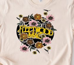 fleetwood mac shirt, vintage shirt, band tee, flower shirt, distressed band rock and roll shirt