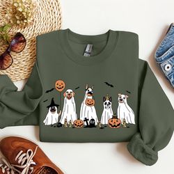 Halloween Sweatshirt, Halloween Sweater, Ghost Sweatshirt, Halloween Dog Sweatshirt, Ghost Dog Shirt, Halloween Crewneck