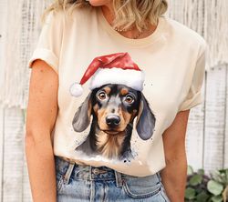 dachshund with santa hat shirt,christmas dachshund shirt,dachshund lover gift,wiener dog shirt,dog lovers shirt,doxie lo