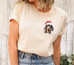 christmas dachshund shirt,dachshund pocket shirt,dachshund with santa hat shirt,dachshund lover gift,wiener dog shirt,do
