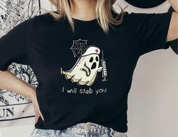 I Well Stab You Nurse Shirt, Funny Halloween Nurse Tshirt, Nurse Ghost Shirt, Halloween Nurse Boo Crew Tee