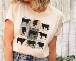 Boho Cow Shirt, Retro Farmhouse Floral Cow Tee, Cottagecore Aesthetic Clothing, Cow Lover Gift for Her, Trend Women Shir
