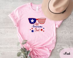 All American Girl T-shirt, America Glasses Shirt, 4th of July Glasses Shirt, America Shirt, Merica Women Shirt, Patrioti