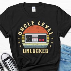 funny gaming men's t-shirt from brother, uncle level unlocked shirt from sister, uncle gamer gifts for him, video games
