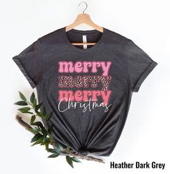 Merry Christmas Shirt, Christmas Shirts, Leopard Christmas, Cute Winter Tee, Christmas Shirt for Women, Christmas Crewne