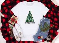 Merry Bookmas Shirt, Merry Christmas Tee, Book Lover Christmas Shirt, Christmas Book Tree Shirt, Christmas Tree Shirt, G