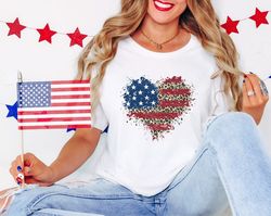 American Flag Shirt, American Flag Heart Shirt, USA Shirt, 4th of July Tshirt, July 4th Shirt, Women's American Flag Shi