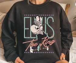 Official Vintage Design King Of Rock Shirt Elvis Presley T-Shirts Family Holiday Party Tees Friends Funny Gift For Fan