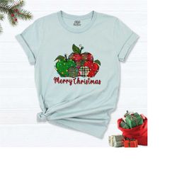 Christmas Shirt, Merry Shirt, Christmas Tree Shirt, Colorful Apple Christmas t-shirts, Noel Party Shirt, Winter Shirt, S
