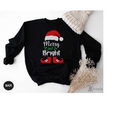 Merry and Bright Sweatshirt, Women's Christmas Sweatshirt, Cute Holiday Sweatshirt, Christmas Gifts for Her, Xmas Sweats