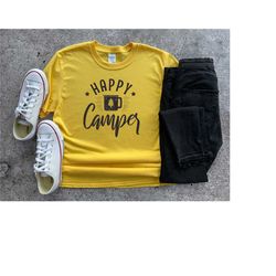 happy camper shirt, camping t-shirts, camping lover gift, camper gift shirt, camping outfit, camp lover shirt