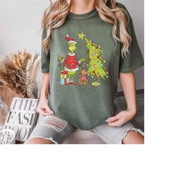 comfort colors grinch christmas tree shirt, grinch max tree shirt, disney christmas t-shirt, christmas vacation shirt, x