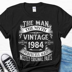 The Man The Myth Vintage 1984 Shirt, 40th Birthday Gift for Him, Built in The 80s Retro Men's T-shirt, Vintage Bday Shir