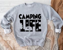 camping life sweatshirt, happy camper sweatshirt, nature lover gift, campfire sweatshirt, camping lover, gift for camper