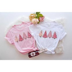 pink christmas trees, christmas pajamas, christmas tree shirt, womens shirt, christmas gifts, christmas lover, gifts for