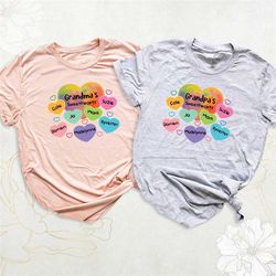 grandma grandpa shirt with grandkids names, grandma colorful hearts shirt, nana tshirt, grandma grandpa valentines gift,