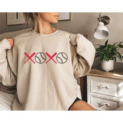 xoxo baseball sweatshirt, cute baseball shirts, baseball lover sweater, baseball valentines day gift, valentine's day sh