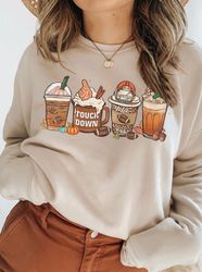 Fall Football and Coffee Sweatshirt, Coffee Lover Shirt, Football Lover, Football Mom Shirt, Leopard, Pumpkin Spice Crew