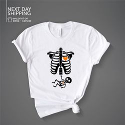 Pregnant Skeleton Shirt Skeleton Pregnancy Tee Halloween Sweatshirt Skeleton Baby Hodie Halloween Funny Long Sleeve MRV2