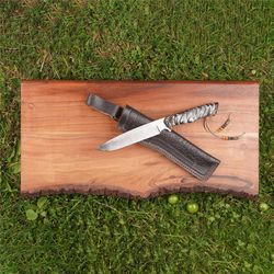 bowie hawk knife | damascus hunting knife | drop point blade | survival steel knife | handmade hunting knife | genuine l