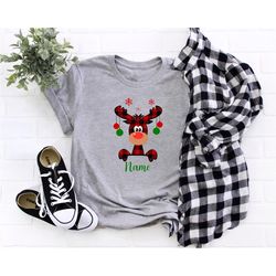 Reindeer Shirt, Christmas Deer Shirt, New Year Tee, Christmas Shirt, Deer Lover Gift Long Sleeve Pullover Sweatshirt, Re