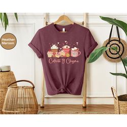 awesome cafecito y chisme coffee graphic shirt, gossip t-shirt, spanish coffee shirt, friends and coffee day tee, latino