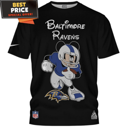 Baltimore Ravens Mickey Disney Baltimore Football Player TShirt, Ravens Gifts For Him  Best Personalized Gift  Unique Gi