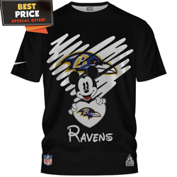 Baltimore Ravens Mickey Disney Love Heart TShirt, Unique Baltimore Ravens Gifts  Best Personalized Gift  Unique Gifts Id
