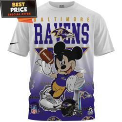 Baltimore Ravens x Mickey Football Lover Champions Cup Fullprinted TShirt, Baltimore Ravens Gifts For Men  Best Personal