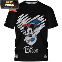 Buffalo Bills Mickey Disney Heart Black Tshirt, Unique Buffalo Bills Gifts undefined Best Personalized Gift undefined Unique Gifts Idea