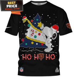 Chicago Bears x Snoopy Christmas Tree Hohoho TShirt, Best Gifts For Chicago Bears Fan  Best Personalized Gift  Unique Gi